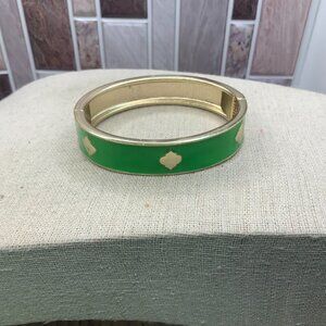 Fornash Gold Tone Green Enamel Hinged Bracelet